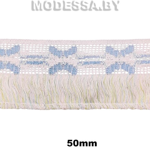 603 KJ Тесьма синт. 50мм Ц:4 Белый/Голубой 