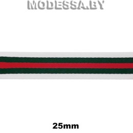 05025 Тесьма 25мм Ц:5 Бело-зелёно-красный 