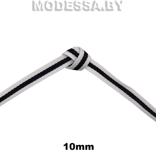 105 KJ Тесьма 10мм Ц:Бело-чёрно-белый 