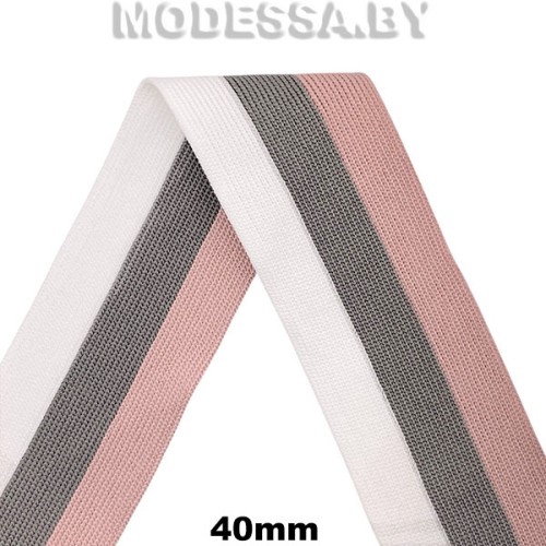 40331.1 Лента 40мм Ц:Розово-серо-белый 