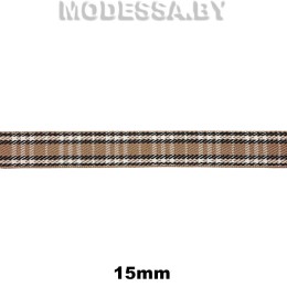 40810.45 Тесьма "Клетка" 15мм Ц:835 Коричневый
