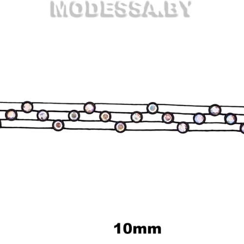 415 RS Тесьма со стразами 10мм Ц:Черный АВ 