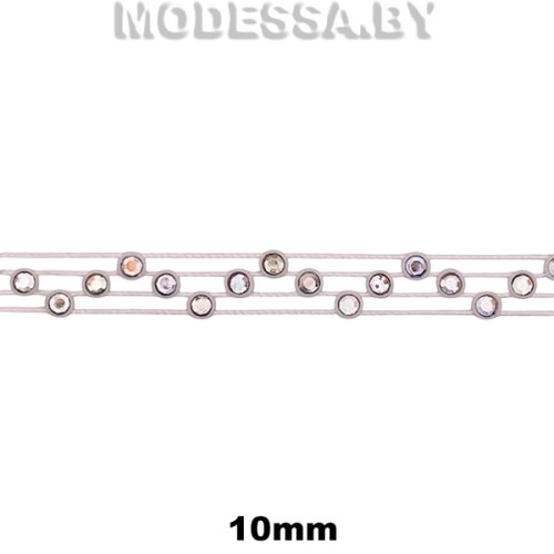 415 RS Тесьма со стразами 10мм Ц:Белый АВ 