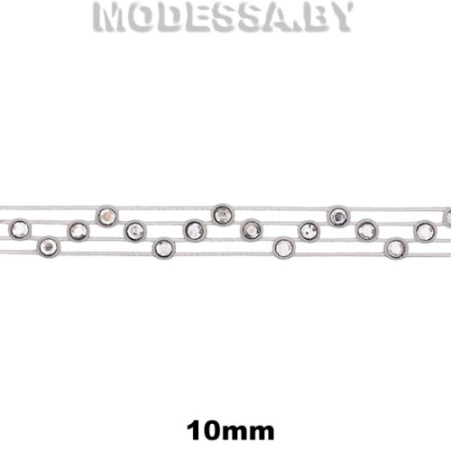 415 RS Тесьма со стразами 10мм Ц:Белый кристалл