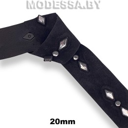 420 RS Тесьма со стразами 20мм Ц:Чёрный