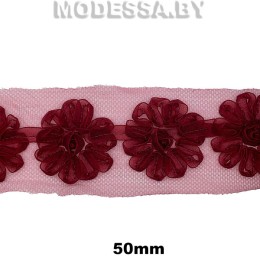 0366 Лента текстильная 50мм Ц:Бордовый 