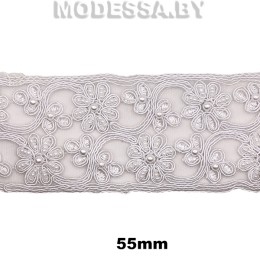 2287 XDH Вышивка в ленте 55мм Ц:Белый 