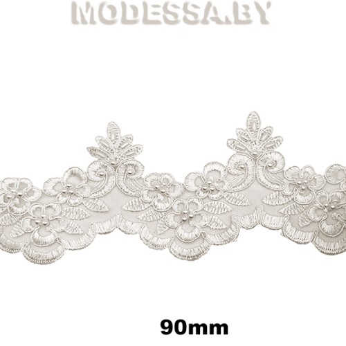 382 XDH Вышивка в ленте 90мм Ц:Молочный