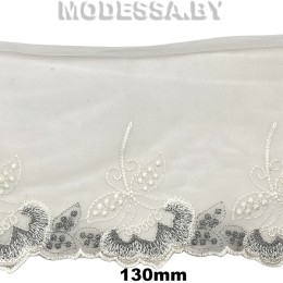 71 W Вышивка люрекс 130мм Ц:Молочный