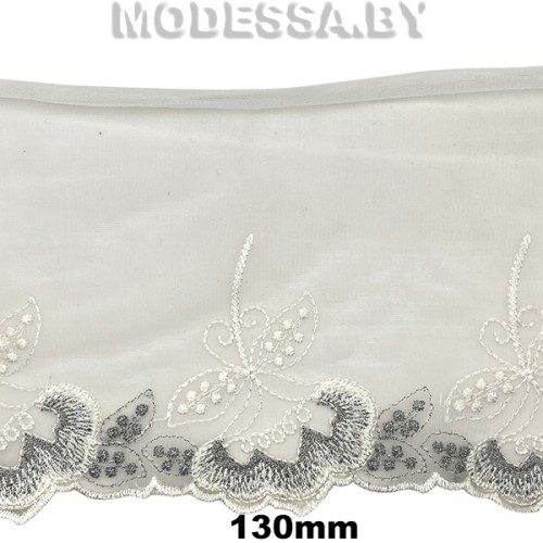 71 W Вышивка люрекс 130мм Ц:Молочный