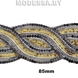 77 АА Тесьма 85мм Ц:Чёрно-золотой
