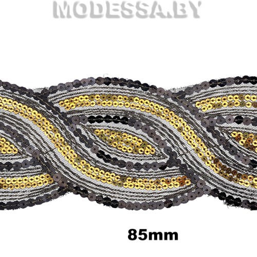 77 АА Тесьма 85мм Ц:Чёрно-золотой