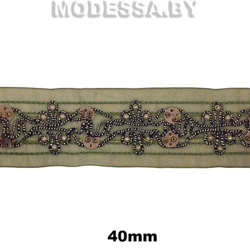 1001 А Лента текстильная 40мм Ц:Зелёный 