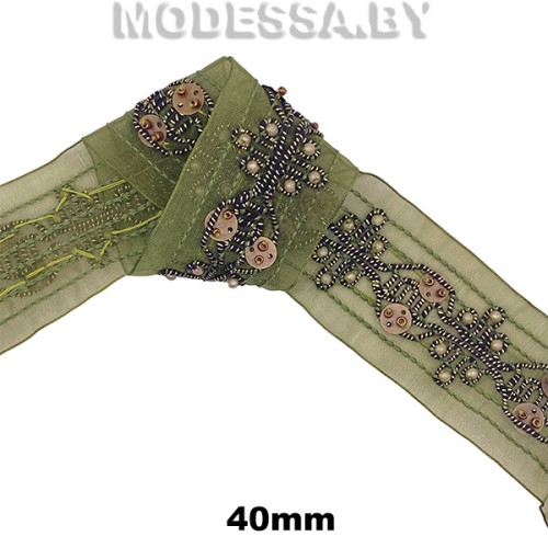 1001 А Лента текстильная 40мм Ц:Зелёный 