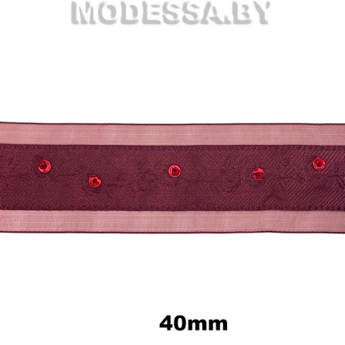 2126 А Тесьма 40мм Ц:Бордовый 