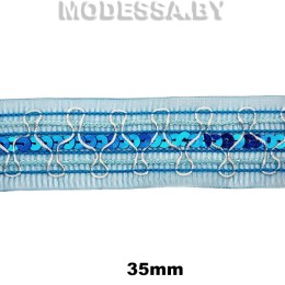 298 Т Вышивка пайетками 35мм Ц:Голубой