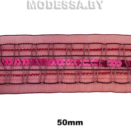 298 Т Вышивка пайетками 50мм Ц:Бордовый 