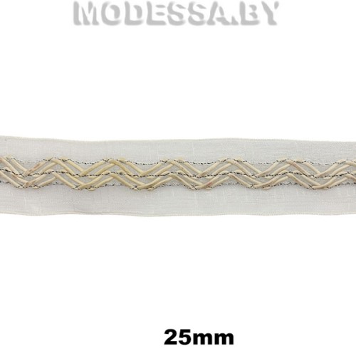 6 К Тесьма 25мм Ц:Белый 