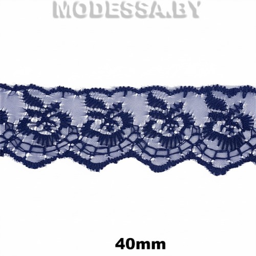 968 Вышивка на органзе 40мм Ц:8 Синий