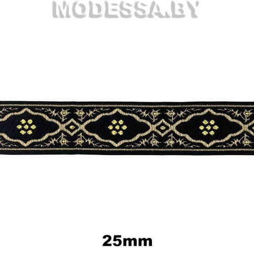 2310 Лента жаккард. 25мм Ц:Чёрный G