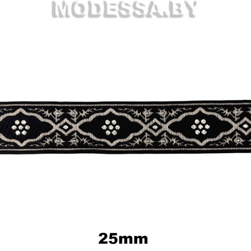 2310 Лента жаккард. 25мм Ц:Черный S