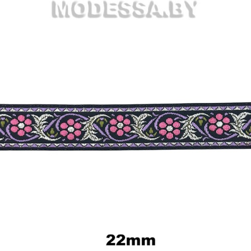 2510 Лента жаккард. 22мм Ц:Сиреневый 