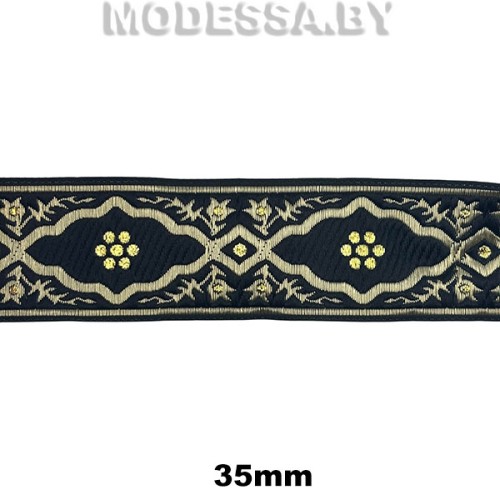 3010 Лента жаккард. 35мм Ц:Чёрный G