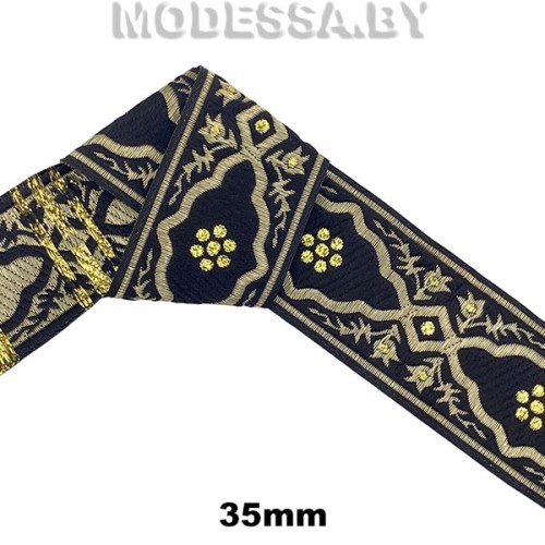 3010 Лента жаккард. 35мм Ц:Чёрный G