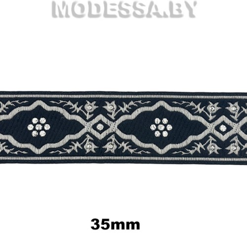 3010 Лента жаккард. 35мм Ц:Чёрный N