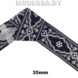 3010 Лента жаккард. 35мм Ц:Чёрный N