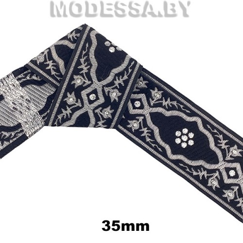 3010 Лента жаккард. 35мм Ц:Чёрный N