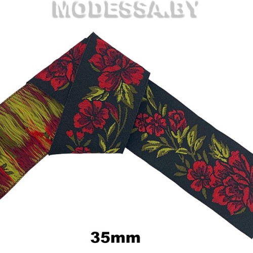 4010 Лента жаккард. 35мм Ц:Красный