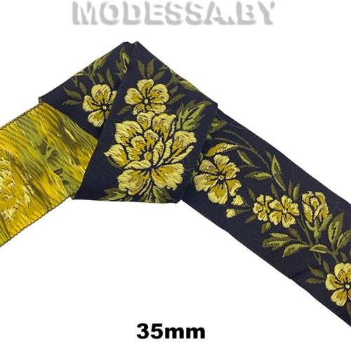 4010 Лента жаккард. 35мм Ц:Жёлтый