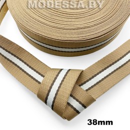 40866.07 Лента 38мм Ц:12 Бежево-белый