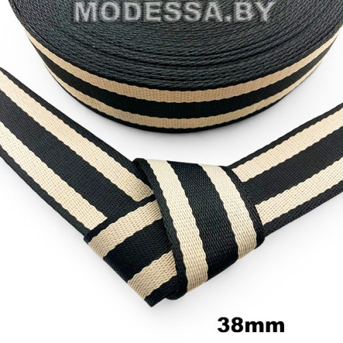 40866.07 Лента 38мм Ц:3 Чёрно-бежевый