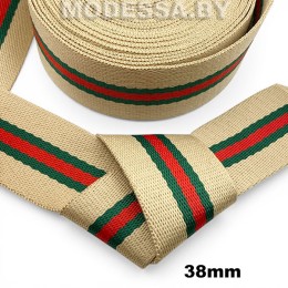 40866.07 Лента 38мм Ц:4 Бежево-красный