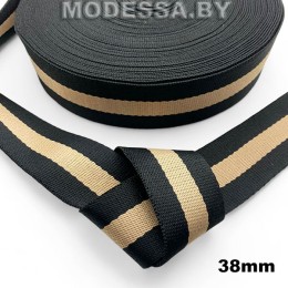 40866.07 Лента 38мм Ц:5 Чёрно-бежевый
