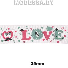 Лента дек. "LOVE" 25мм Ц:Белый