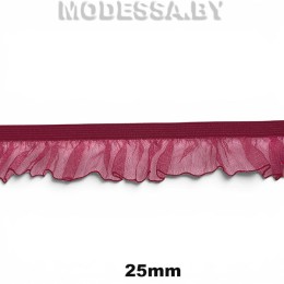 0157 CTZ Тесьма эласт. 25мм Ц:27 Бордовый