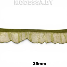 0157 CTZ Тесьма эласт. 25мм Ц:38 Оливковый