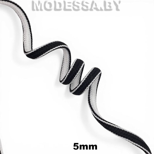 41355.21 Шнур текстильный 5мм Ц:Чёрно-белый