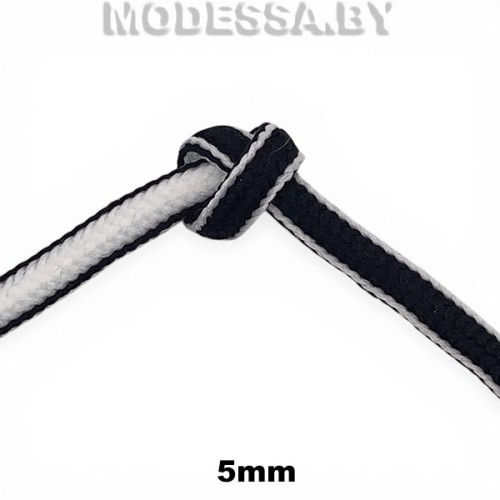 41355.21 Шнур текстильный 5мм Ц:Чёрно-белый