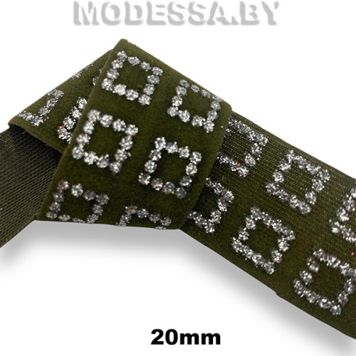 015 А Тесьма велюровая 20мм Ц:Оливковый 