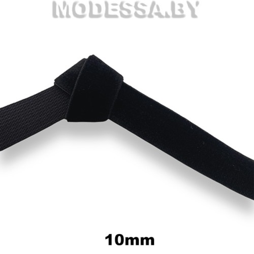 033А.37 Лента эласт. велюр. 10мм Ц:Чёрный