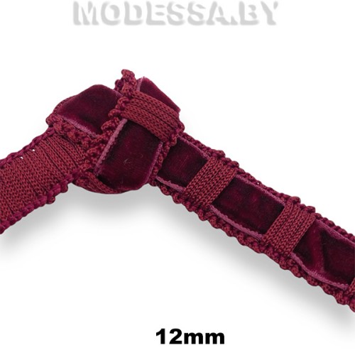 100 АН Тесьма велюр 12мм Ц:Бордовый 