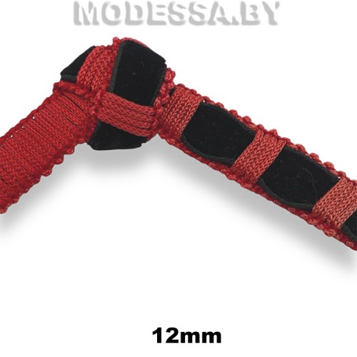 100 АН Тесьма велюр 12мм Ц:Красно-чёрный 