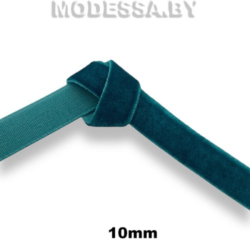 Лента бархатная 10мм Ц:Морская волна