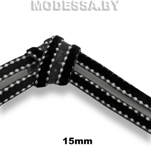 28710 Лента бархатная 15мм Ц:Чёрный