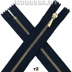 Молния металл тип2 14см 1бегунок Ц:Чёрный/Золото