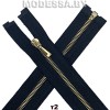 Молния металл тип2 60см 1бегунок Ц:Чёрный/Золото